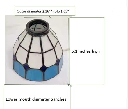 Huimeiju Tiffany Glass Single LAmphade 2pcs Set Set Blue Glass Fan Lampa, lampă de perete, Candelabru Înlocuire abajur de 6 inci vitralii de sticlă unică