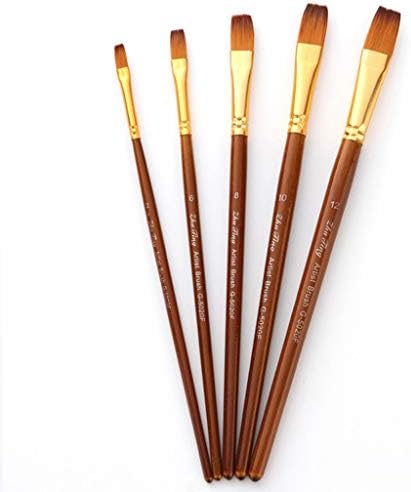 YWSZJ 5pcs/Set Paint Perii de vopsea din nylon Pensulă de păr Nylon Liantă scurtă ulei acrilic Acuratelă Pen Pen profesională Suport de artă profesională