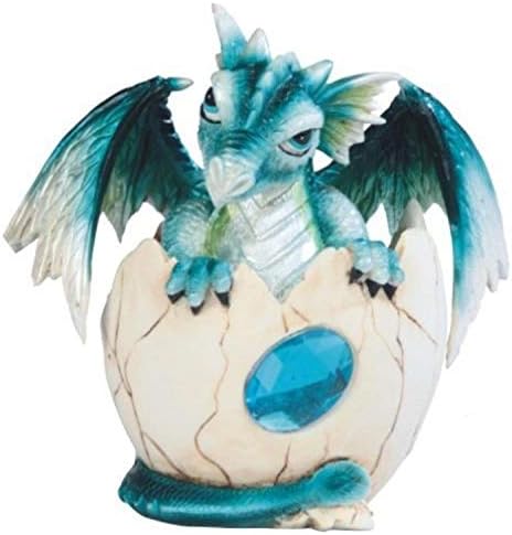 George S. Chen Imports SS-G-71469 Blue Baby Dragon in Egg Shell cu Figurină GEM, 4,5