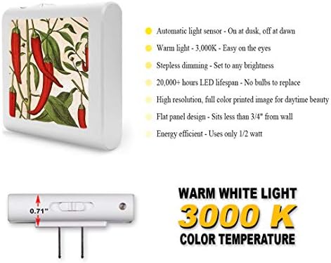 Conectați lumina de noapte cu LED-uri reglabile cu senzor auto Dusk to Dawn, luminozitate reglabilă, lumină caldă, lumină de