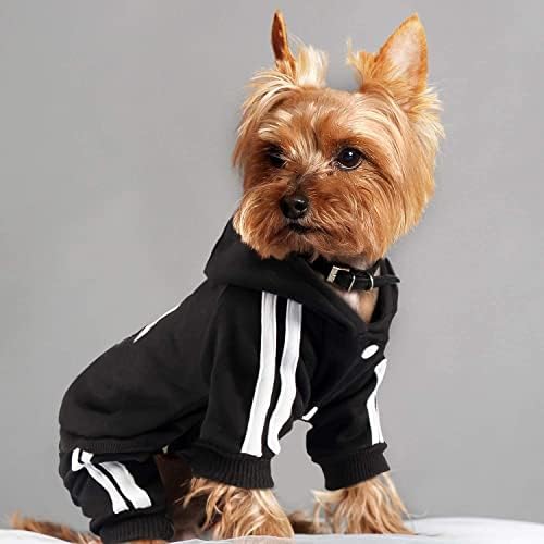 Pet Cat Dog Cute Outfit haine Hoodie Jumpsuit trening jacheta pulover de iarnă 4-picioare stil negru pentru catelus câini mici