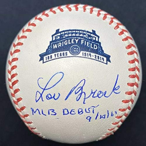 LOU BROCK MLB Debut a semnat Wrigley Field Logo Baseball JSA Cubs Martori - Baseballs autografate