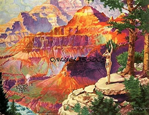 OnlyClassics 1934 Indian Maiden Frumos Pinup Print Grand Canyon Indian Love Call Park