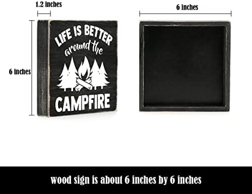 Amuzant Camper Wood Box Sign Plaque Viața este mai bună în jurul cabinei de tabără cu cutie de lemn Semn de artă rustică pentru