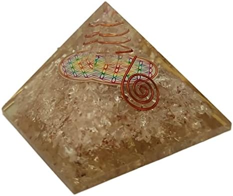 Sharvgun Orgonite Pyramid Clear Gems Quartz Gemstone Flower Of Life Orgone Pyramid protecție energetică negativă 65-70 MM,