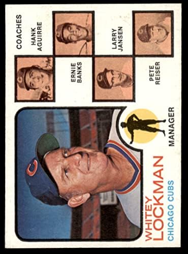 1973 Topps 81 Sol Cubs Leaders Whitey Lockman/Hank Aguirre/Ernie Banks/Larry Jansen/Pete Resier Chicago Cubs NM+ Cubs