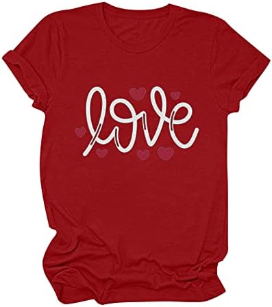Dragoste Cămăși de Ziua Îndrăgostiților pentru femei Tricou Casual cu imprimeu cu litere Cu mânecă scurtă Tee grafice cu inimă 2023 topuri de modă