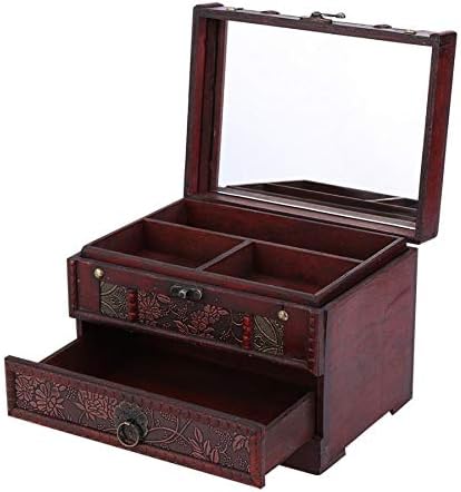 Heeqing AE205 1PC Vintage Cosmetic Box Classical din lemn bijuterii din lemn de depozitare cutia de depozitare a carcasei organizator