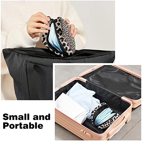 Geanta de depozitare a șervețelului sanitar, geanta cu pachete, pungă cu palete, geantă de machiaj mic, model imprimat cu leopard