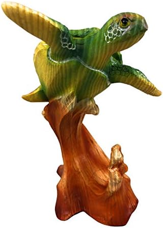 Turtle de marină coral de lemn de culoare de 5 Statuie figurină decor verde ocean