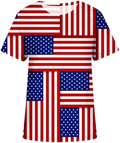 American Flag Flower Tricouri Femei 4 iulie Independența cămașă Tricou de vară imprimeu cu mânecă scurtă tricou bluză de top