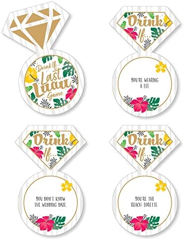Big Dot of Happiness Drink If Game - Last Luau - Tropical Bachelorette Party and Bridal Duș Game - 24 Count