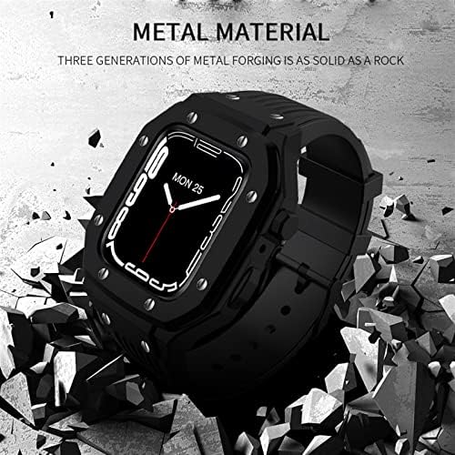 EKINS Alloy Watch Case curea pentru seria Apple Watch 7 6 5 4 SE 45mm 42mm 44mm din cauciuc de lux din oțel inoxidabil din