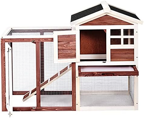 Coteț de pui, 48,4 coteț de pui din lemn în aer liber, casă de pui, cu ușă de ventilație, tavă și rampă, pentru iepuri, găini, Pisici, Animale Mici, Auburn
