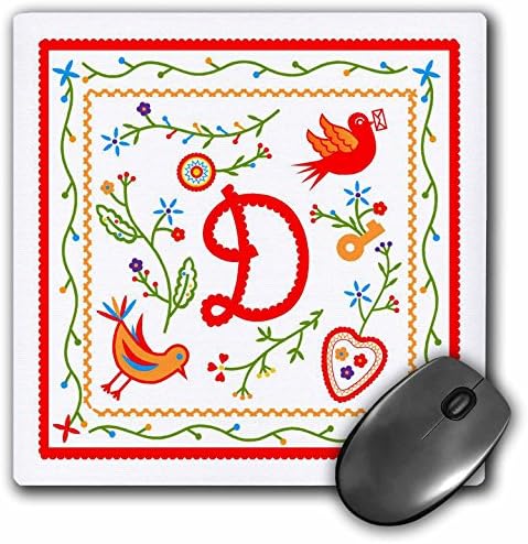 3drose scrisoare D monogramă, tradiția portugheză de batiste dragoste - Mouse Pad, 8 de 8& # 34;