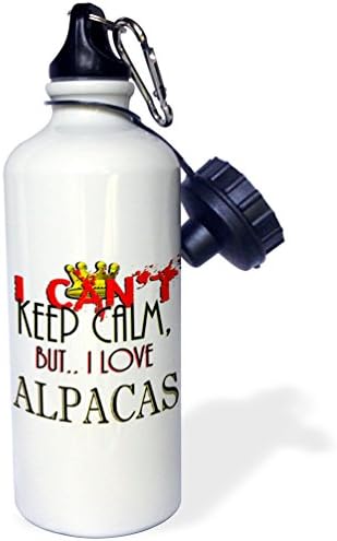 3Drose „Nu pot păstra calmul alpacas flip flip” sticlă de apă, 21 oz, alb