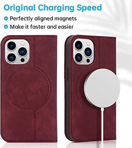 Husă pentru portofel magnetic KOSSMA pentru iPhone 14/14 Plus / 14 Pro / 14 Pro Max, Husă pentru telefon din piele PU Premium