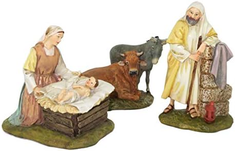 Ferrari & Arrighetti Nașterea scenei: Figurine Holy Family, Ox și Donkey - 4,7 / 12cm Martino Landi Colecția