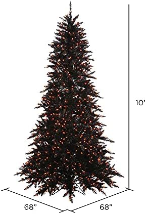 Vickerman 6.5 'Black FIR Artificial de Crăciun, lumini portocalii-luminoase, decor sezonier interior pentru casă
