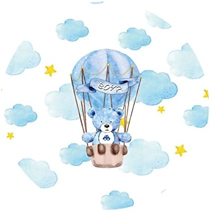 Yelee 7.5x7.5ft bear duș pentru bebeluși fundal rotund albastru albastru cu aer cald balon nor de aur stele fotografia
