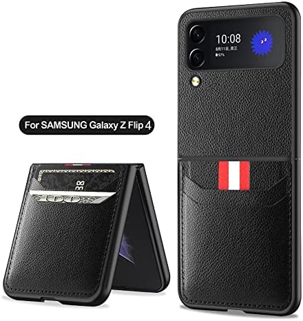 Shieid Samsung Z Flip 4 caz portofel, Galaxy Z Flip 4 caz cu piele portofel Card titularul Lychee Model telefon caz compatibil