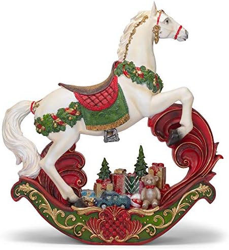 Cal de balansare albă elegant cu pachete de 20,5 inci din rășină figurină decorativă de tabletă decorativă