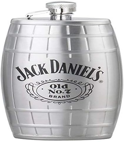 Jack Daniels licențiat Barware Swing Cartouche Flask, 6 oz, argint