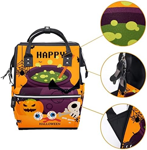 Rucsac de călătorie Guerotkr, geantă de scutec, pungi de scutec pentru rucsac, Halloween Bat Pumpkin Craniu globuri oculare