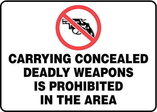 Semnul AccuForm MacC595VP, „Transportul armelor mortale ascunse este interzis în zonă”, 10 lungime x 14 lățime x 0,055 grosime,
