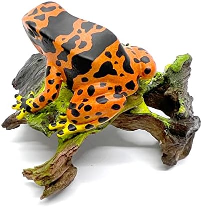SSJShop Frog Epoxid din lemn natural figurine pictate manual animale de rășină COLEGIBIL Cadou de colecție decor Graden, Portocaliu
