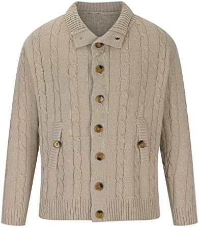 Jachete pentru bărbați Casual buton închidere tricot Cardigan Turndown Maneca lunga Top urât pulover jacheta