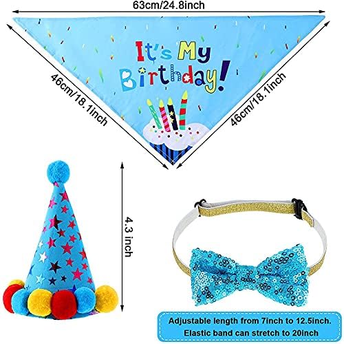 Set de Bandana pentru ziua de naștere a câinelui Kutkut | Pălărie de naștere pentru câini eșarfă de bandă de zi de naștere