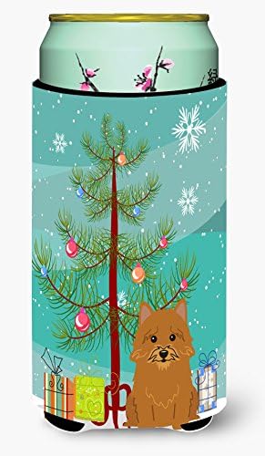 Caroline's Comorsures BB4145TBC Arbore de Crăciun fericit Norwich terrier băiat înalt, poate răcire cu mânecă hugger machine la spălare lavabilă manșon îmbrățișare izolatoare pliabilă pentru băuturi izolate, suport izolat,
