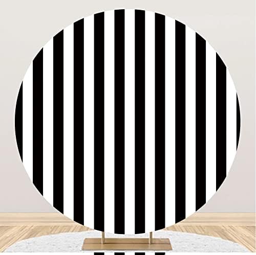 Fundal rotund cu dungi alb-negru, cerc Vertical cu dungi moderne suport de fundal copertă Foto Fundal țesătură din poliester