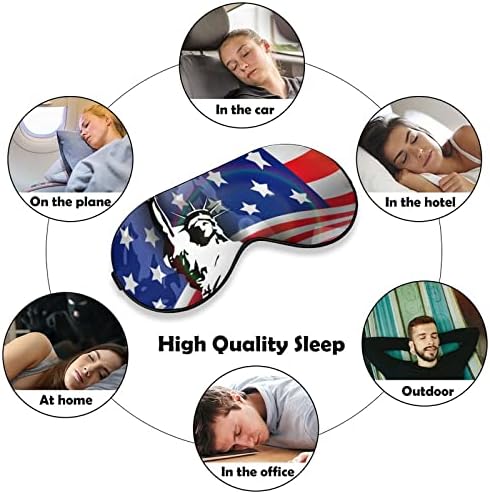 American Steag, Statuia Libertății Masca de somn amuzant de somn moale Blindfold Ochi Cover cu curea reglabilă cu curea de