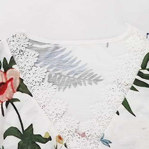Fete Vneck Top toamna vara maneca scurta Dantela Bumbac Gradient Floral Grafic bluza camasa pentru femei JZ JZ