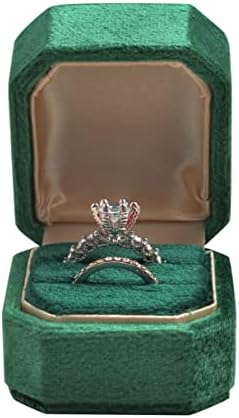 Cutie de inel Nicgor Premium Velvet cu capac atașat, sloturi duble pentru inel de logodnă pentru bărbați/femei și trupa de