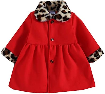 Copii pentru copii pentru copii fete cu mânecă lungă de iarnă leopard imprimat jacheta de lână roz pentru bebeluși sacou de