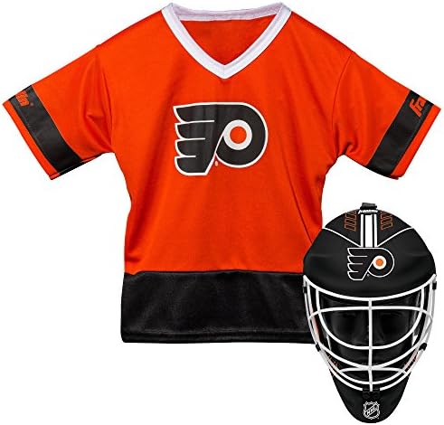 Set de Costume de hochei Franklin Sports Kid-tricou de Tineret și mască de portar costum de fan de Halloween NHL produs oficial licențiat