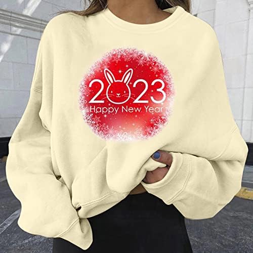 2023 Tricouri cu imprimeu casual pentru femei moda supradimensionare cu hanorac cu mânecă lungă cu mânecă lungă tunică slabă