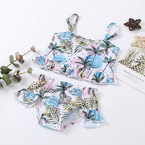 Baby Swimming Suit Nou-născuți fete frunze Leopard imprimate costum de baie 2pcs Costume de baie vara suspensor Bikini Tankini