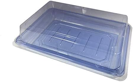 TogoTainer / 200 / pachet dreptunghi PET Albastru Sushi Container cu capac Togo tava pentru alimente 6,5 x 4,5 inch