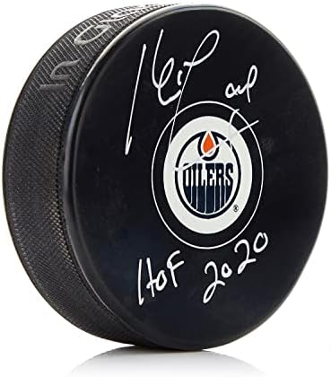 Kevin Lowe Edmonton Oilers a semnat pucul de Hochei Cu pucurile NHL cu autografe Hof Note