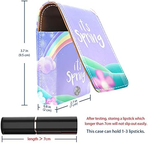 Ruj Caz Cu Oglinda Primavara Rainbow Lip Gloss Titularul Portabil Ruj Depozitare Box Travel Machiaj Bag Mini Piele Cosmetice Husă Deține 3 Ruj