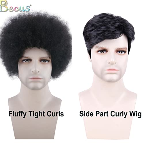 BECUS Afro peruci Bărbați Pentru Negru Bărbați Negru Bărbați peruca