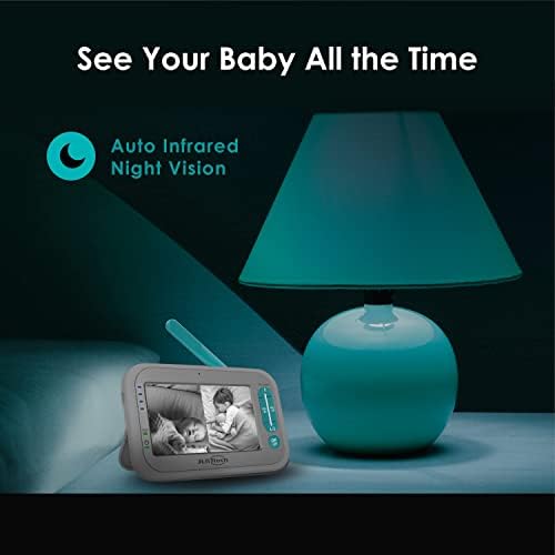JLB7Tech 5 Monitor pentru bebeluși Split, Monitor pentru bebeluși Video cu 2 camere și audio, lumină de noapte, gamă de 960ft, audio în două sensuri, lullabies, detectarea temperaturii, zoom, 3000mAh Battery
