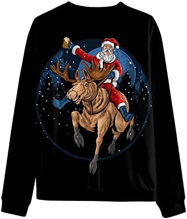 Dsodan Craciun fericit pentru bărbați pulovere, 3d amuzant Xmas Xmas Moș Crăciun Claus imprimat Crewneck Party Designer Tops