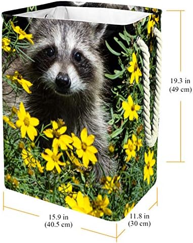 NDKMEHFOJ adorabil Baby Raccoon spălătorie coș coșuri impermeabile murdare Sortator pliabil mâner moale colorat pentru acasă