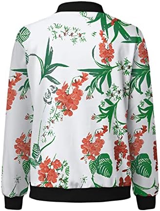Femei Casual Zilnic jachete ușoare Zip up Casual jacheta Leopard & amp; florale imprimare haina Stand guler scurt Sport Outwear