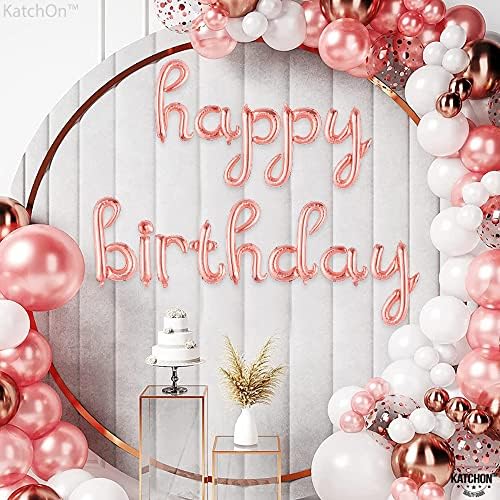KatchOn, Rose Gold Happy Birthday Balloon - 16 Inch | happy Birthday balloons scrisori pentru Rose Gold Happy Birthday Decorations